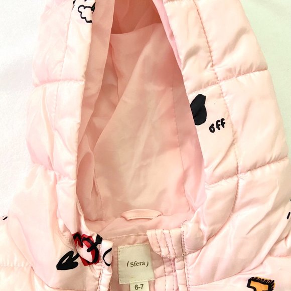 SFERA Cute Pinky 2 Pockets Hooded Sleeveless Puffed Jacket for Girls , size 6-7 - Picture 10 of 12